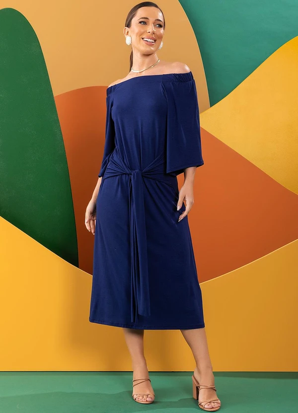 Quintess - Vestido Azul Marinho em Malha de Viscose 4