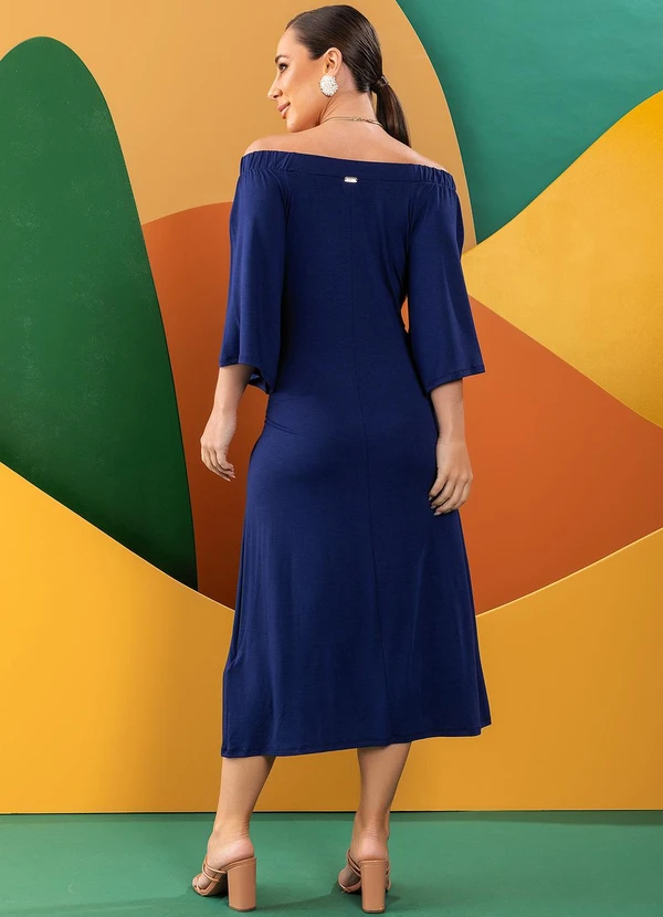Quintess - Vestido Azul Marinho em Malha de Viscose