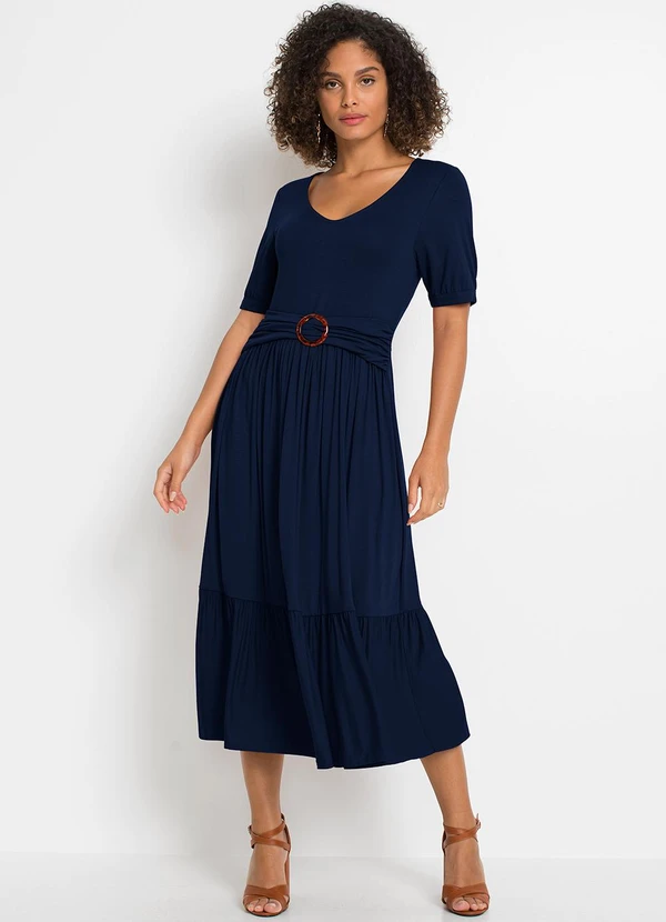 bonprix - Vestido Azul Marinho em Malha de Viscose