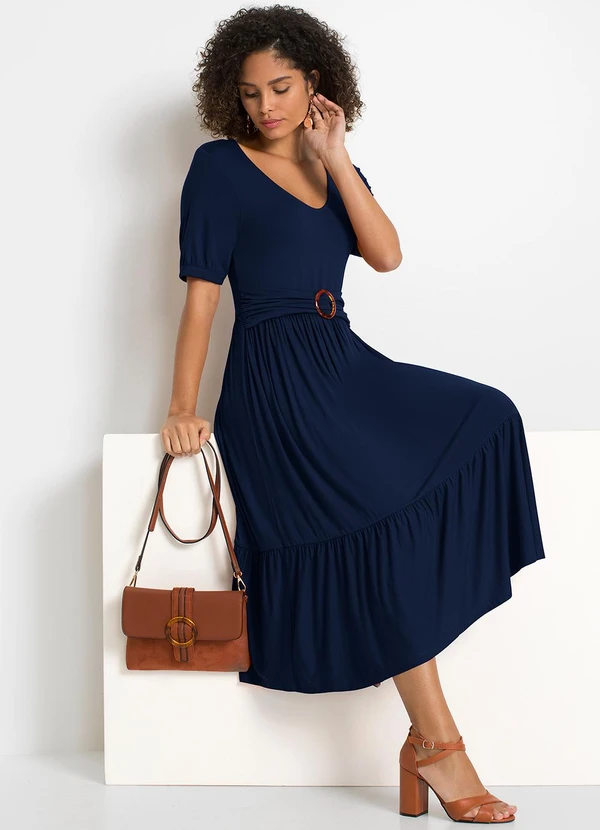 bonprix - Vestido Azul Marinho em Malha de Viscose 4