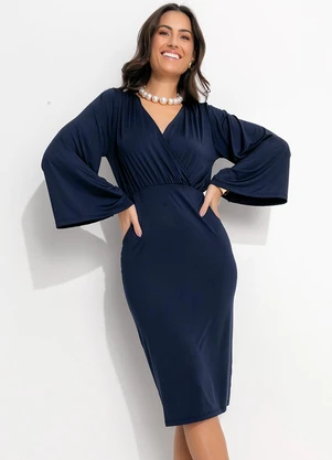 Quintess Vestido Azul Marinho em Malha Fria