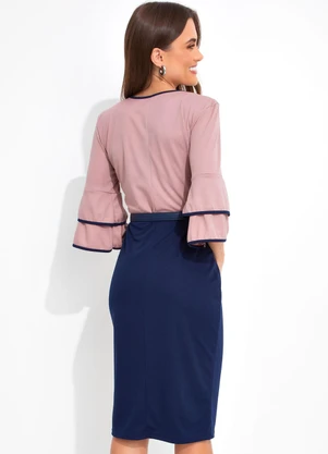 Rosalie - Vestido Azul Marinho em Malha - ROSALIE