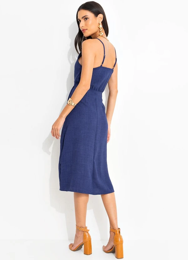 Vestido Azul Marinho em Tecido Texturizado Quintess