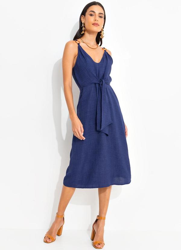 Quintess - Vestido Azul Marinho em Tecido Texturizado 4