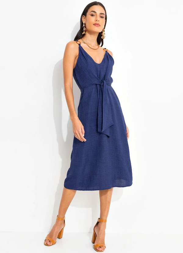 Quintess - Vestido Azul Marinho em Tecido Texturizado 4