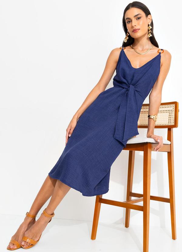 Quintess - Vestido Azul Marinho em Tecido Texturizado 5