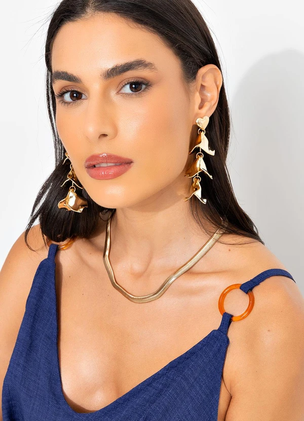 Quintess - Vestido Azul Marinho em Tecido Texturizado