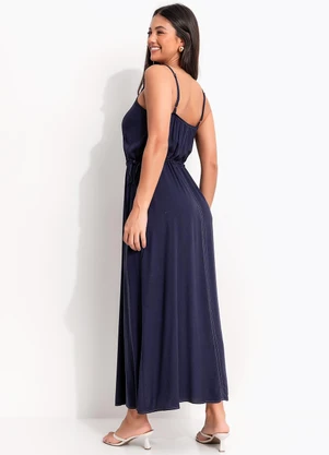 Quintess - Vestido Azul Marinho em Viscose Plano - QUINTESS