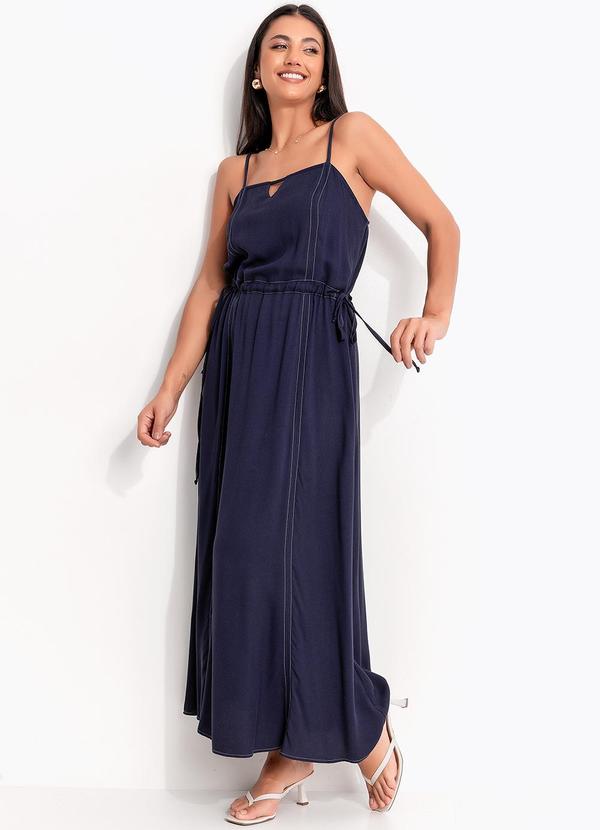 Vestido (Azul Marinho) em Viscose Plano