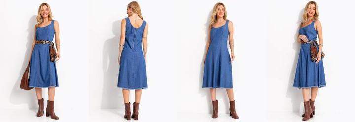 Vestido Azul M�dio em Jeans