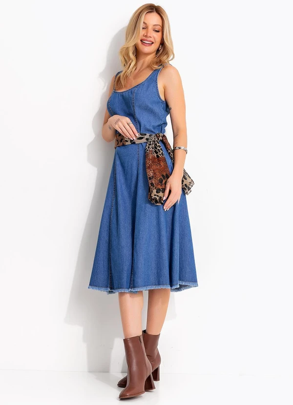 Quintess - Vestido Azul Médio em Jeans 7