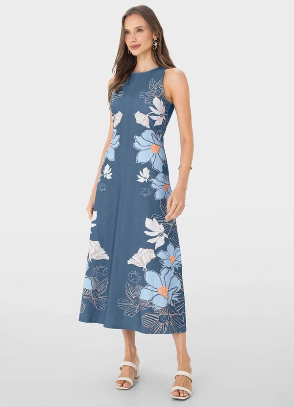 Malwee - Vestido Azul Midi Floral 2