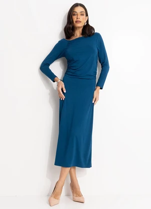 Quintess - Vestido Azul Petróleo em Malha Viscolycra - QUINTESS