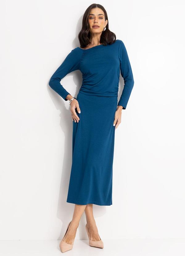 Vestido (Azul Petr�leo) em Malha Viscolycra