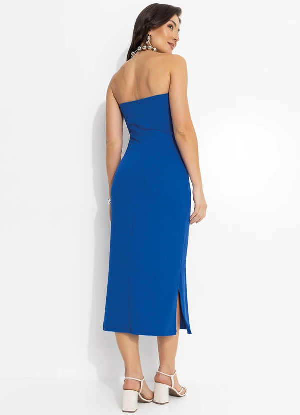 Moda Pop - Vestido Azul Royal em Canelada 2