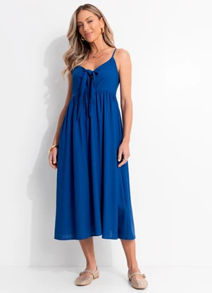 Quintess - Vestido Azul Royal em Linho - QUINTESS