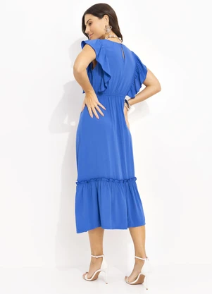 Quintess - Vestido Azul Royal em Viscose Plana - QUINTESS