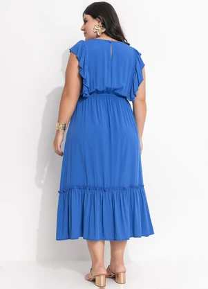 Quintess - Vestido Azul Royal em Viscose Plana - QUINTESS