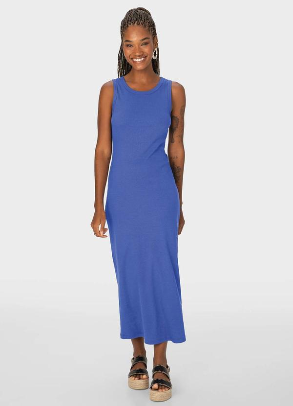 Malwee - Vestido Azul Royal Justo Mídi em Ribana