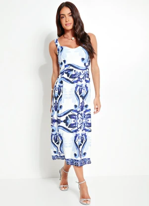 Quintess - Vestido Azulejo em Malha Fria - QUINTESS