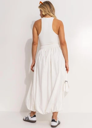 Farm - Vestido Balonê Bordado Banana Off White - FARM