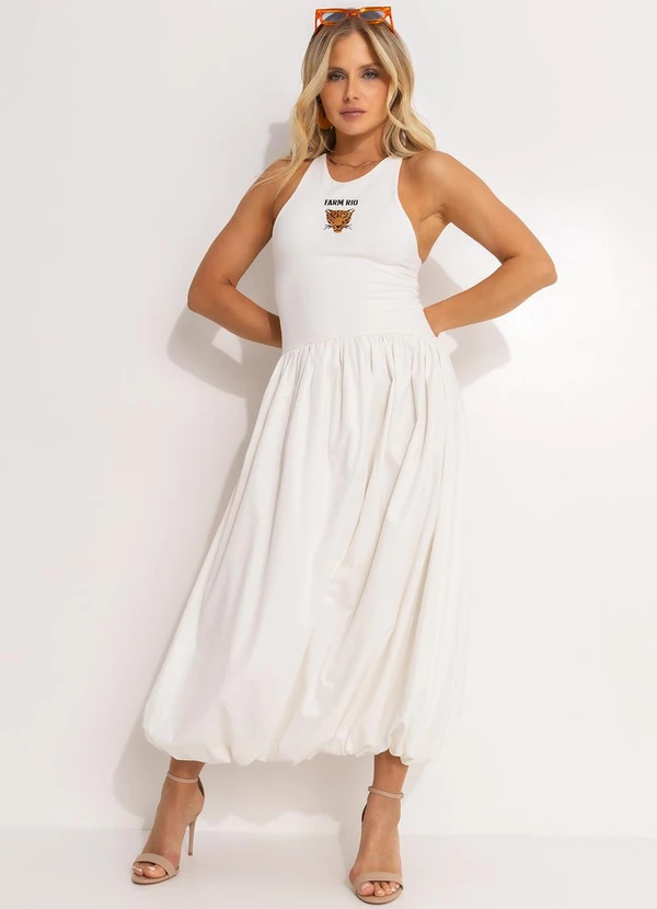 Farm - Vestido Balonê Bordado Banana Off White 3