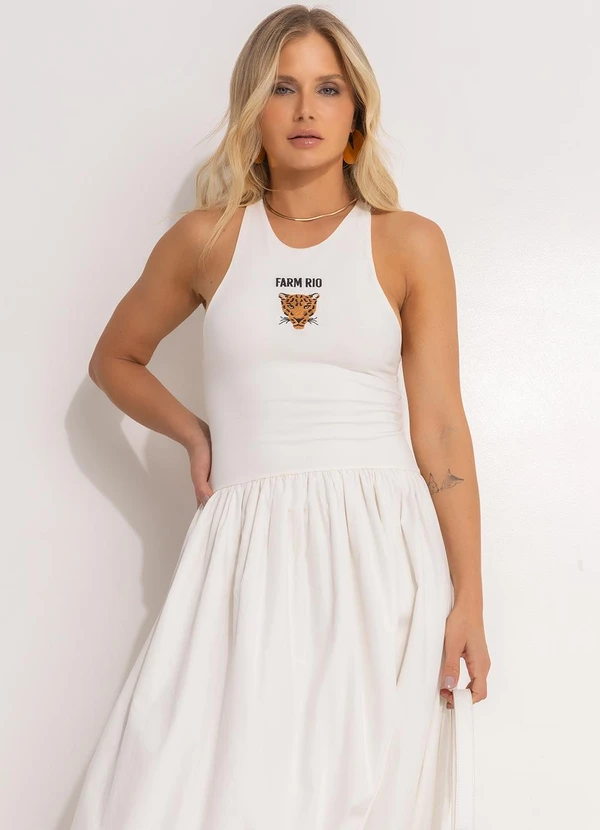 Farm - Vestido Balonê Bordado Banana Off White 7