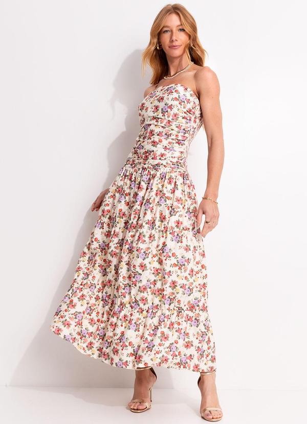 Farm - Vestido Balonê Buquê Romântico Bege 1