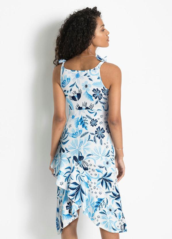 Outlet - Vestido Barra Assimétrica Floral Azul 6