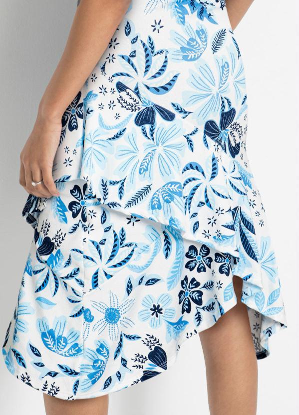 Outlet - Vestido Barra Assimétrica Floral Azul 4