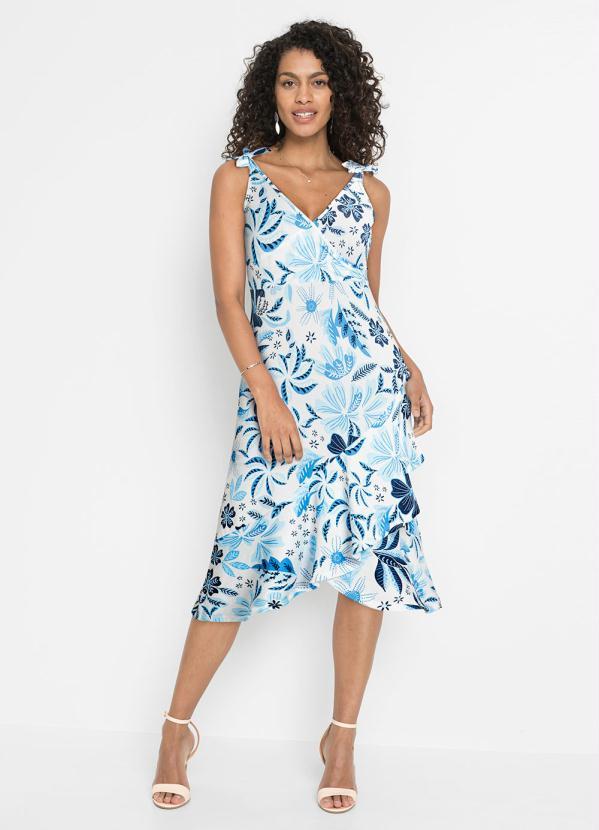 Outlet - Vestido Barra Assimétrica Floral Azul 3