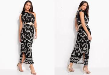 Vestido Barrado Coqueiros em Malha de Viscose