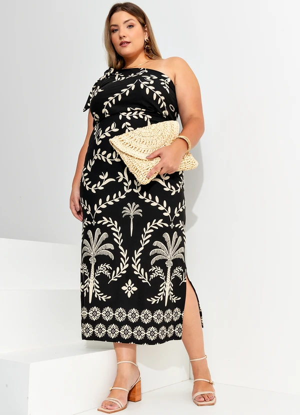 Quintess - Vestido Barrado Coqueiros em Malha de Viscose 11