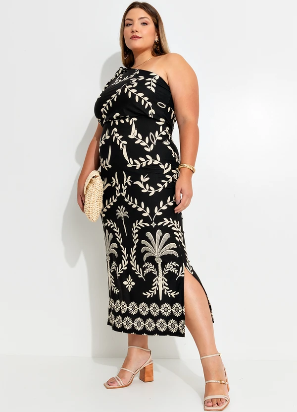 Quintess - Vestido Barrado Coqueiros em Malha de Viscose 12