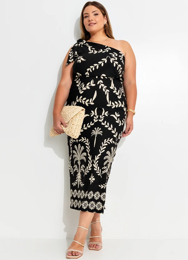 Quintess - Vestido Barrado Coqueiros em Malha de Viscose 13