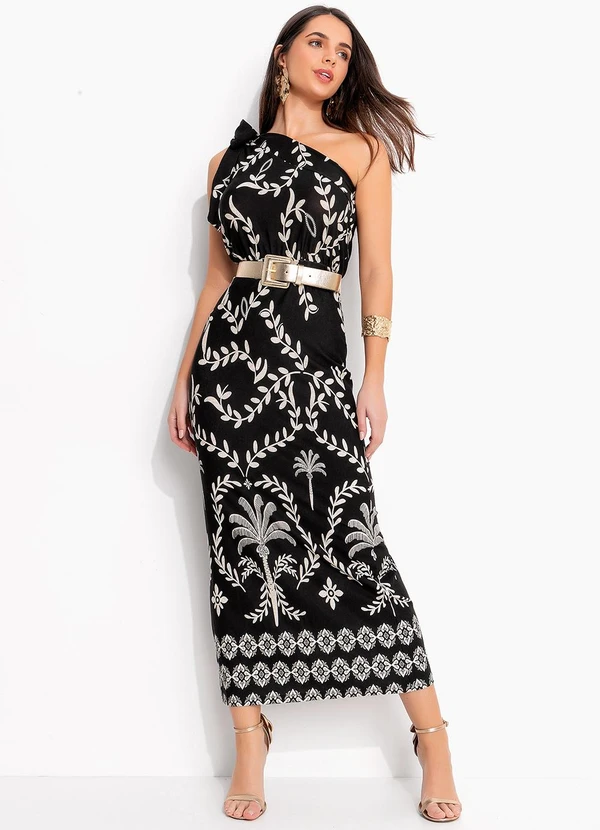 Quintess - Vestido Barrado Coqueiros em Malha de Viscose 8