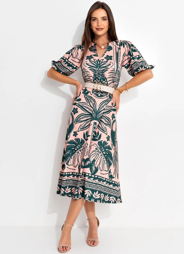 Quintess - Vestido Barrado Coqueiros em Malha Fria 7