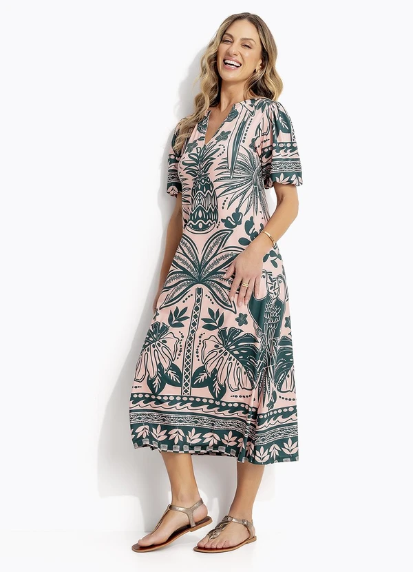 Quintess - Vestido Barrado Coqueiros em Malha Fria 13