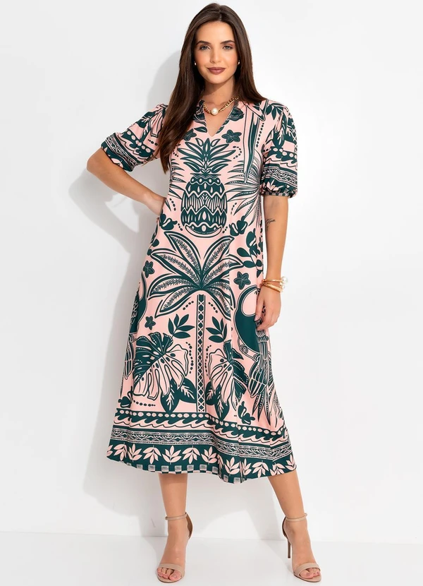 Quintess - Vestido Barrado Coqueiros em Malha Fria 11