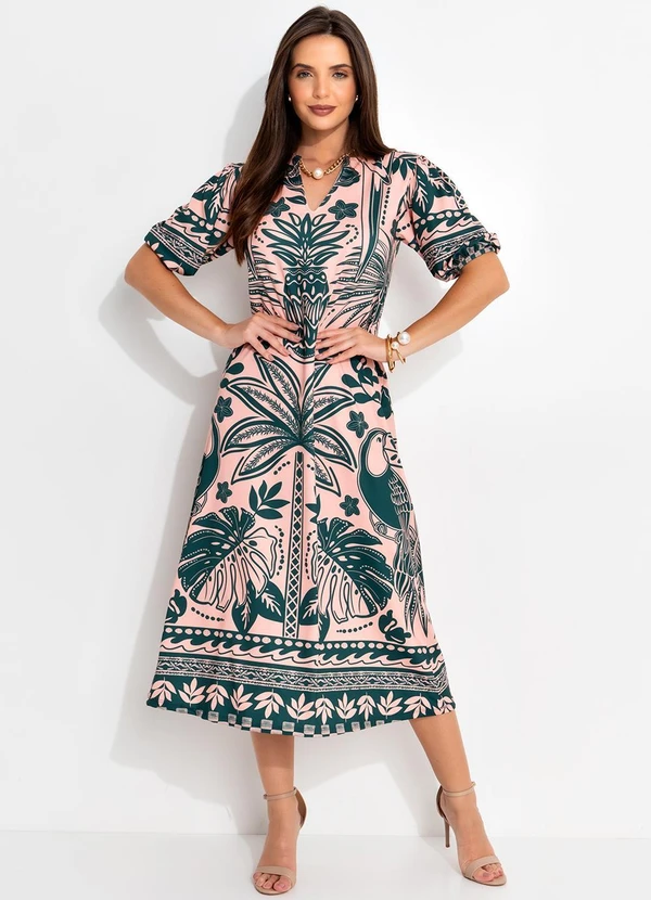 Quintess - Vestido Barrado Coqueiros em Malha Fria 9