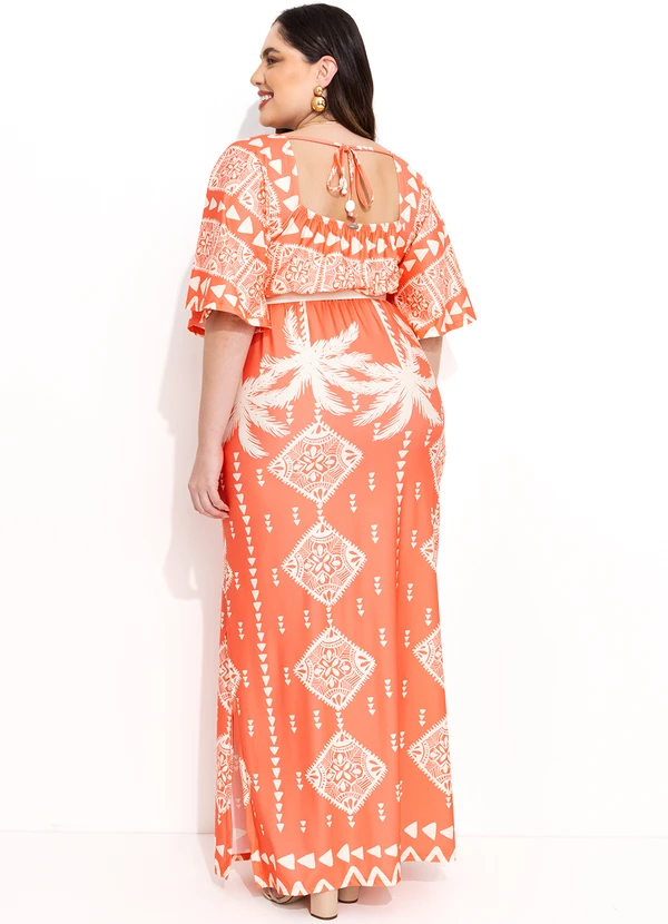 Quintess - Vestido Barrado Coral em Malha Fria 7