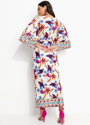 Quintess - Vestido Barrado Floral em Malha Fria - QUINTESS