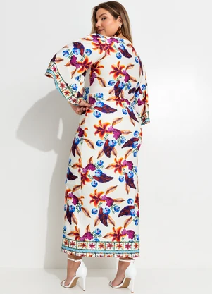 Quintess - Vestido Barrado Floral em Malha Fria - QUINTESS