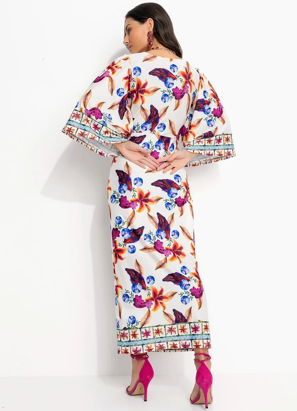 Quintess - Vestido Barrado Floral em Malha Fria 11