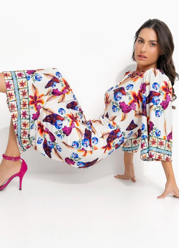 Quintess - Vestido Barrado Floral em Malha Fria 10