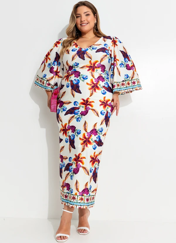 Quintess - Vestido Barrado Floral em Malha Fria 3