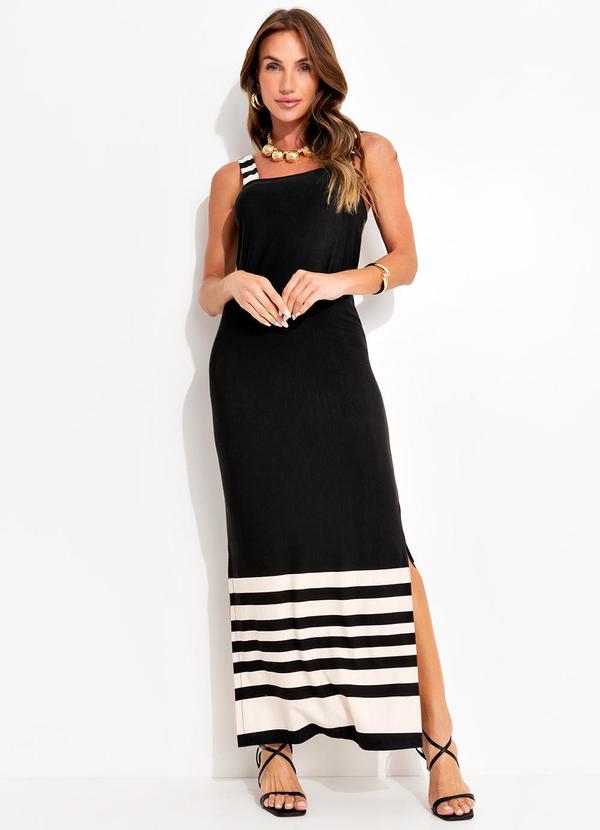 Quintess - Vestido Barrado Listras em Malha de Viscose 3