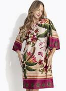 Vestido Barrado Tropical em Malha Fria