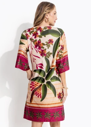 Quintess - Vestido Barrado Tropical em Malha Fria - QUINTESS
