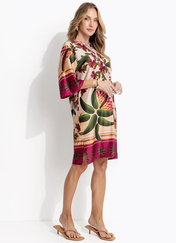 Quintess - Vestido Barrado Tropical em Malha Fria 3